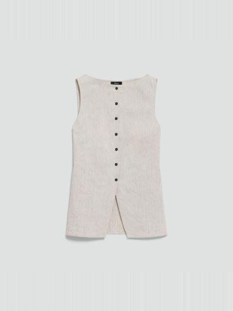 Boatneck Cutaway Top in Textured Linen