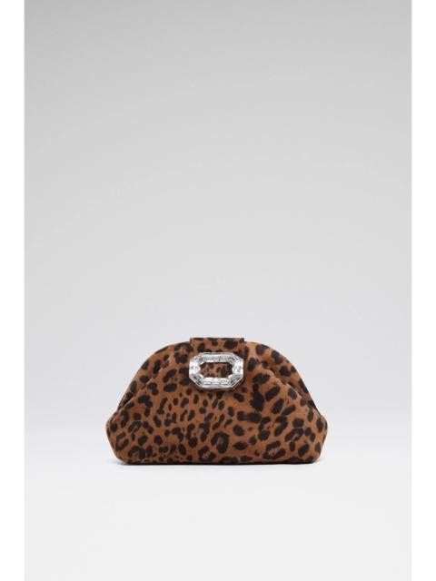 CAMELIA MICRO CLUTCH LEOPARD PRINTED SUEDE