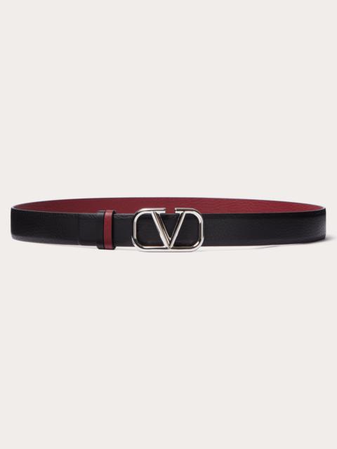 VLOGO SIGNATURE REVERSIBLE ELK-PRINT CALFSKIN BELT 30 MM