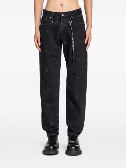 skull-pattern five-pocket jeans