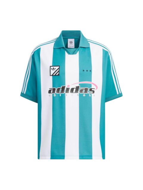 adidas Trefoil Logo Play Football Graphic Polo Shirt Asia Sizing 'Blue White' IW6307