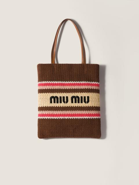 Raffia-effect woven tote bag
