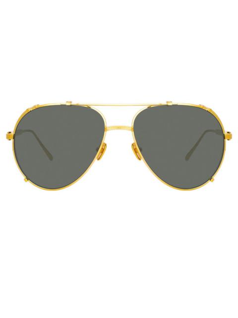 NEWMAN AVIATOR SUNGLASSES IN YELLOW GOLD
