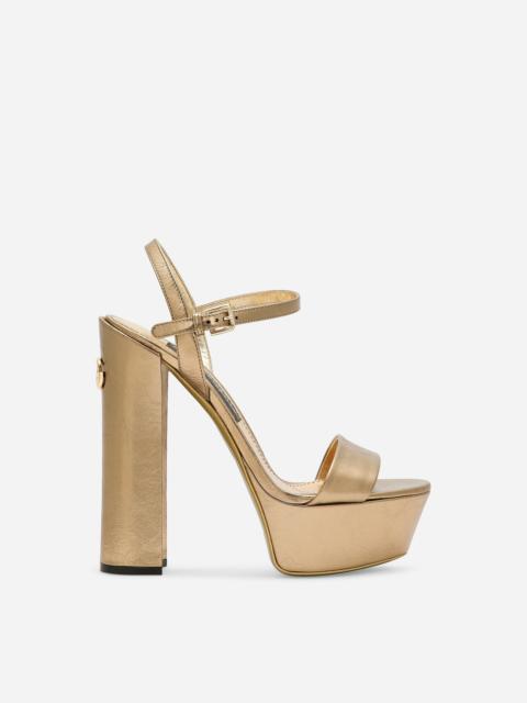 Foiled craquelé calfskin platform sandals