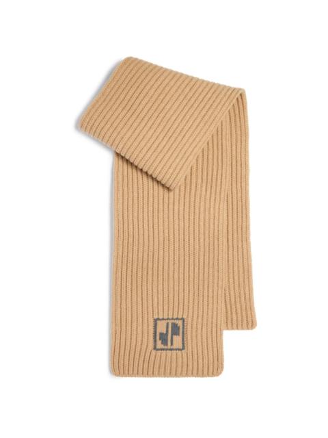 logo-intarsia wool ribbed scarf