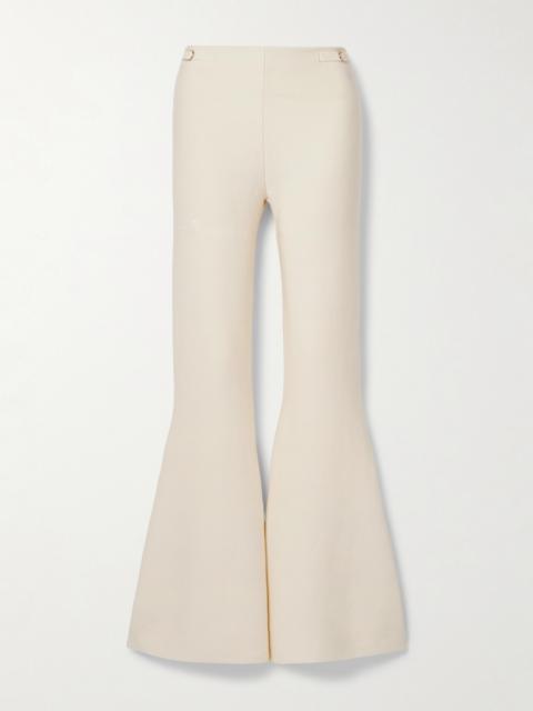 Ayala Embellished Knitted Wool And Cashmere-blend Flared Pants
