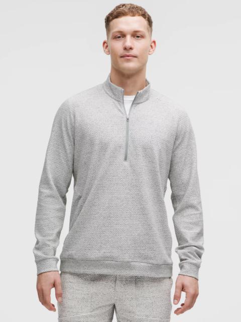 Textured Double-Knit Cotton Half Zip