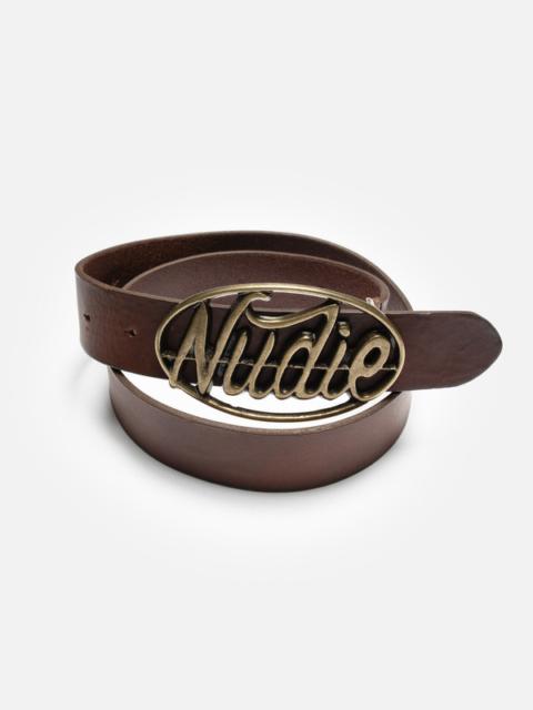 Nudie Buckle Leather Belt Dark Brown