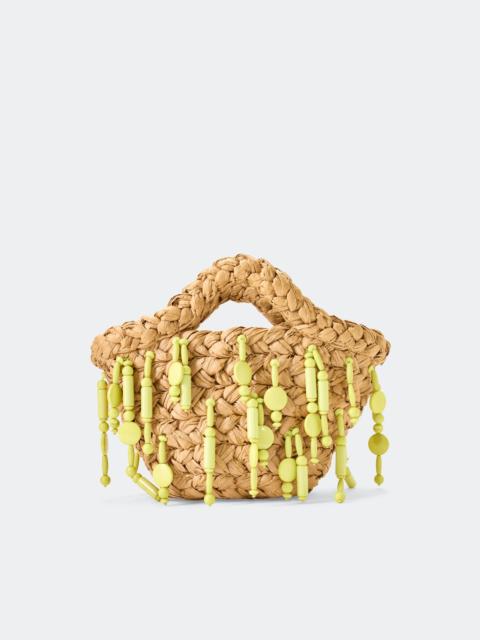 Beaded Shelly Bag in Natural/Lime