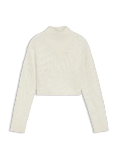 CROPPED WOOL-BLEND SWEATER WITH LAYERED NECKLINE