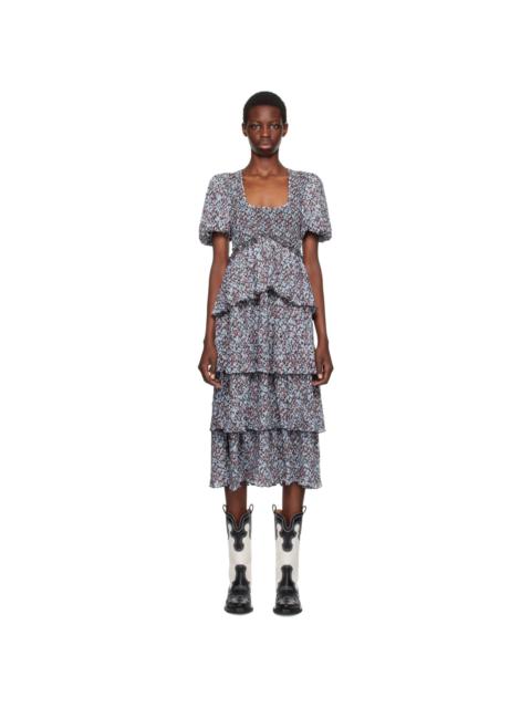 Blue Floral Midi Dress