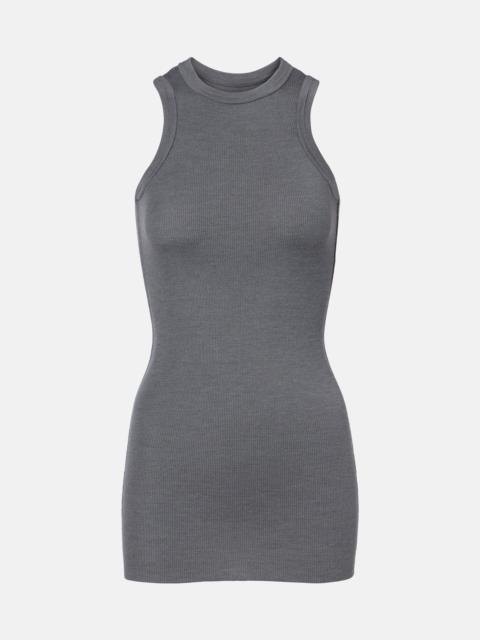 Ribbed-knit wool tank top