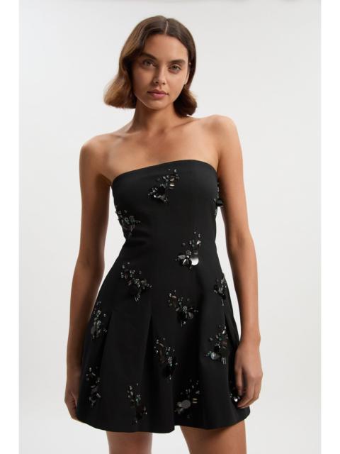 Cluster Sequin & Crystal  Embellished Bandeau Tailored Mini Dress