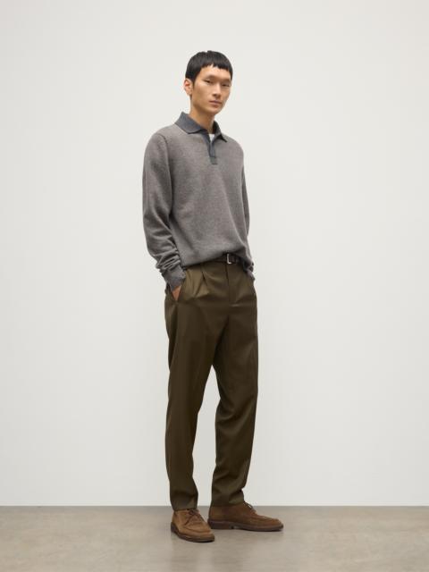 Tweel Grey & Brown Cashmere Rugby Shirt