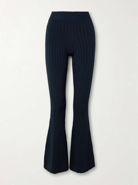 Ribbed-knit flared pants