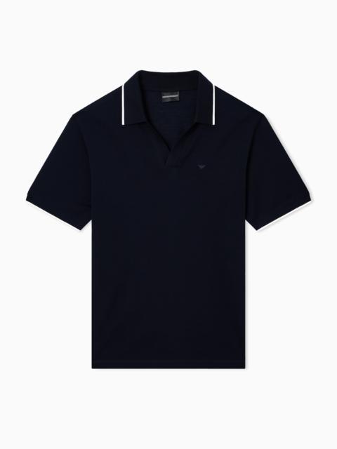 V-NECK PIQUÉ POLO SHIRT