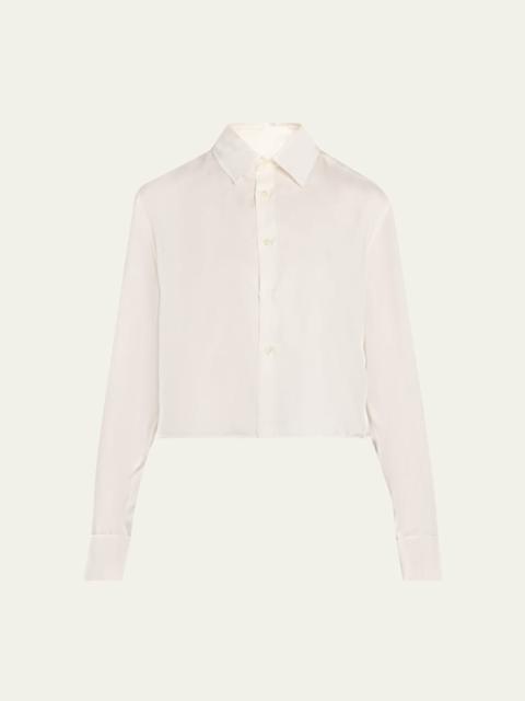 Silk Twill Crop Button-Down Shirt