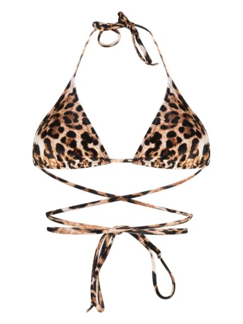 leopard-print velour bikini top