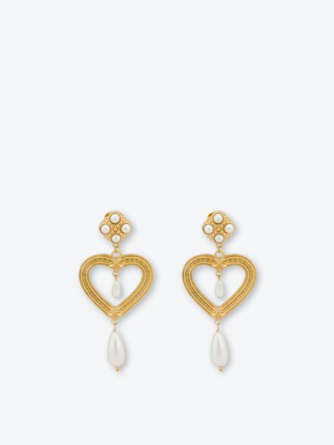 HEART DROP EARRINGS WITH PEARLS