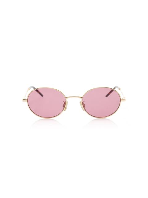 City Round-Frame Metal Sunglasses brown