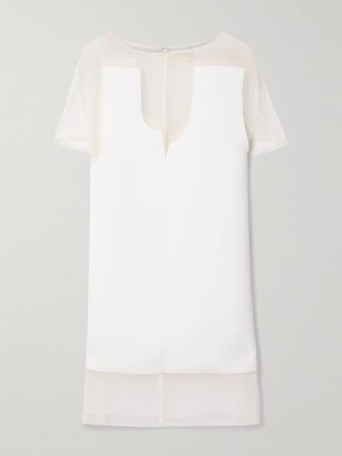 Winona paneled crepe and chiffon mini dress White