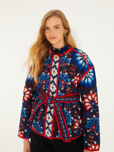 Black Latina Scarf Belted Crop Jacket