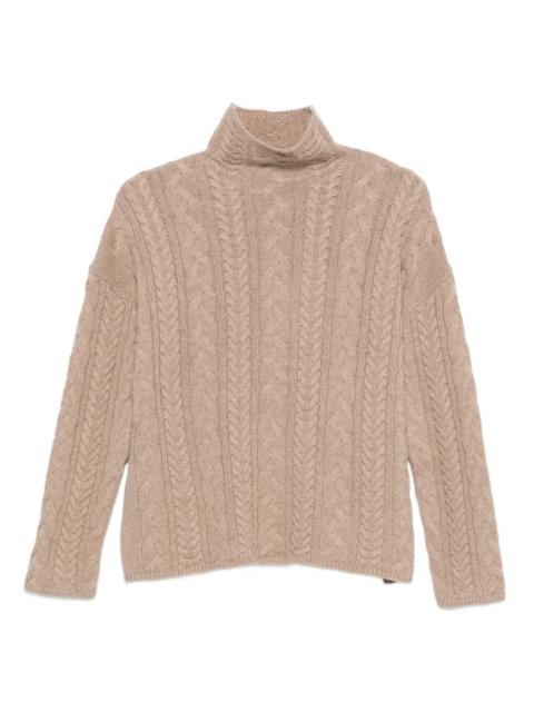 cable-knit turtleneck sweater