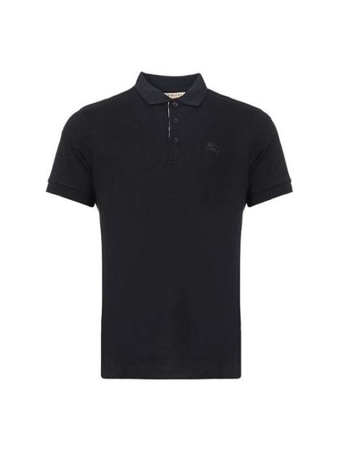 Men's Burberry Logo lapel Short Sleeve Polo Shirt Black 40551241