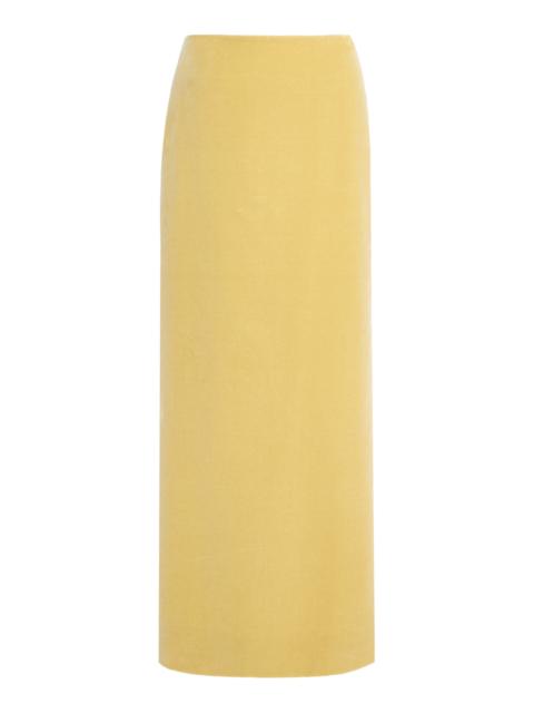 Slit-Detailed Cotton-Velvet Skirt yellow