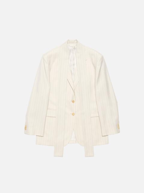 Pinstripe blazer with scarf - Cream beige