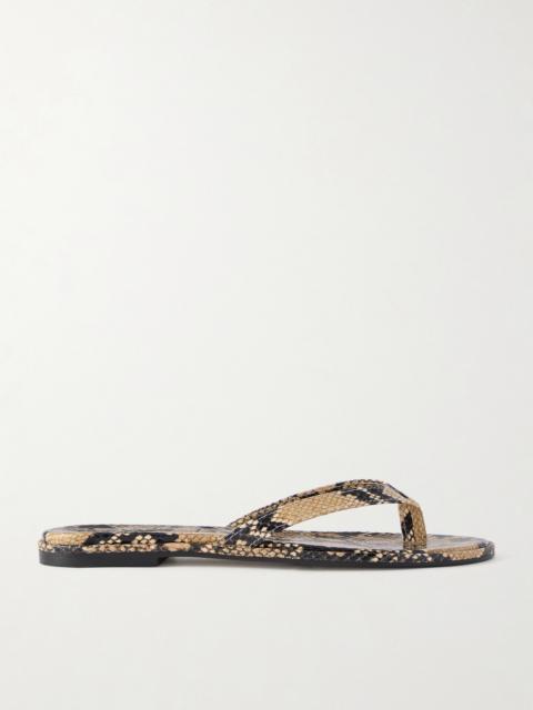 Melody Snake-effect Leather Flip Flops