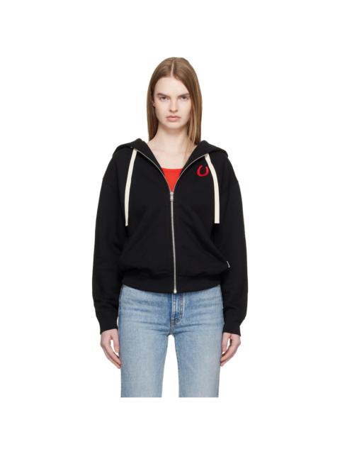 Black Cotton Terry Zip-Up Hoodie