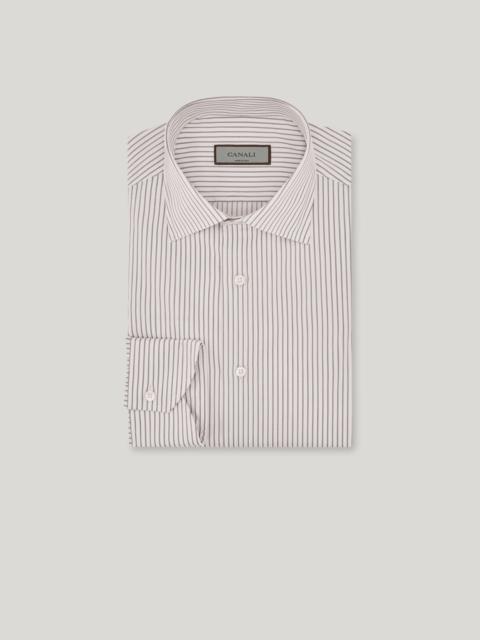 REGULAR FIT IMPECCABILE SHIRT IN WHITE AND GREY STRIPED COTTON