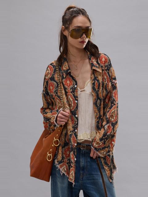 SHREDDED SEAM DROP NECK SHIRT