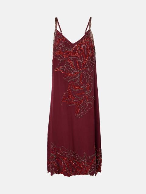 Beaded silk slip dress