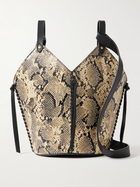 Tampa Mini Snake-effect Leather Bucket Bag