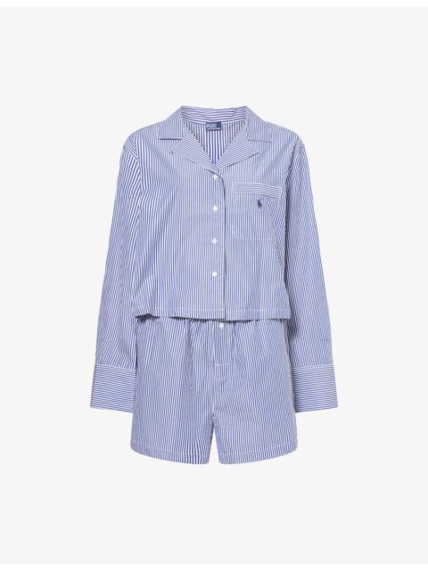 Stripe Crop Boxer Short Cotton Pyjama Set