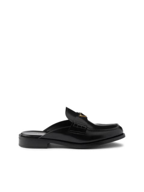 brushed leather mules