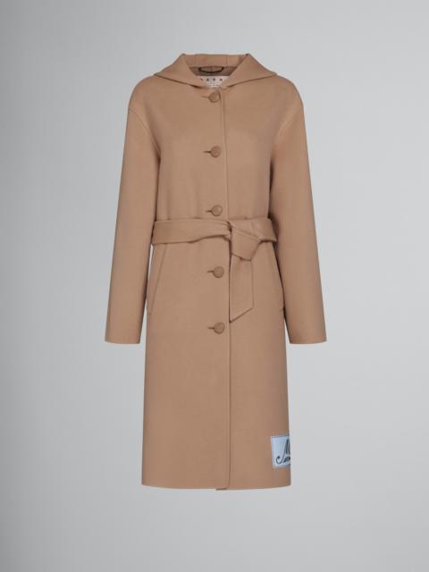 BEIGE WOOL COAT WITH WAIST BELT