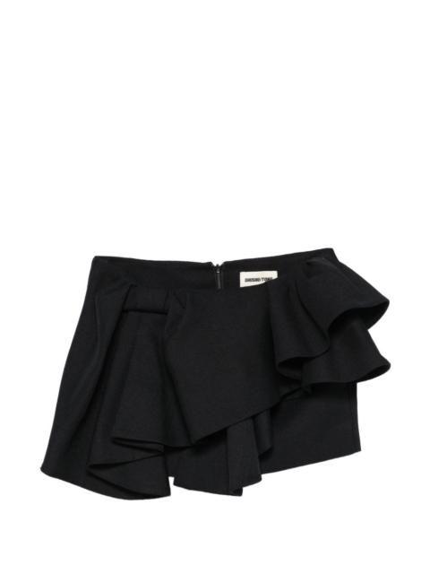 asymmetrical bow ruffled mini skirt