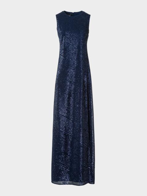 Diagonal Sequined Georgette Gown