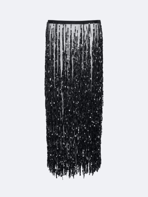 Fringe Sequin Pencil Skirt