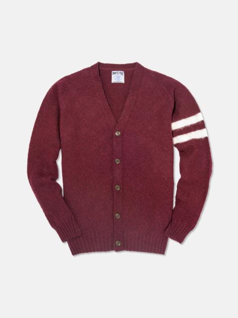 MADE-IN-SCOTLAND CRIMSON SHAGGY DOG UNIVERSITY CARDIGAN
