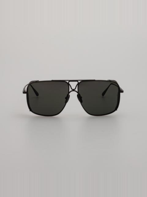 ENZO AVIATOR SUNGLASSES IN MATT NICKEL AND GREY