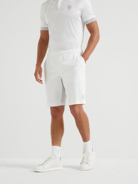 Cotton interlock shorts with logo
