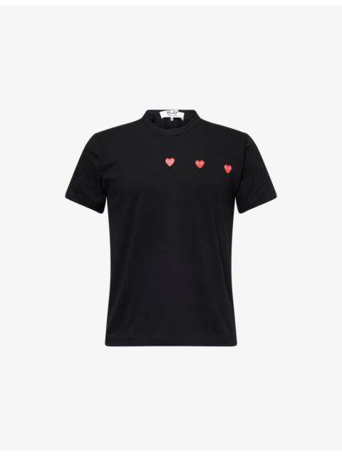 Triple Heart Graphic-Print Crewneck Cotton T-Shirt