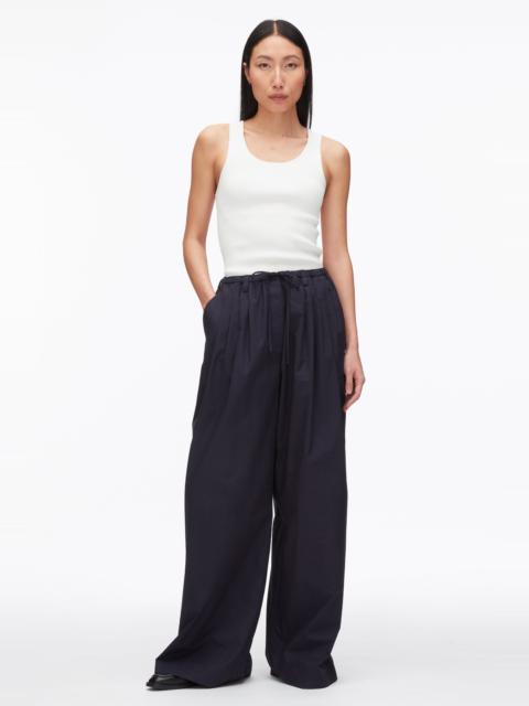 Structured Cotton Pull On Straight Leg Pants