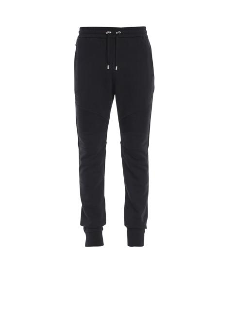 Cotton sweatpants with flocked Balmain Paris logo