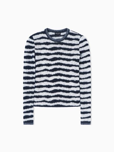 CREW-NECK JUMPER IN STRIPED CASHMERE AND SILK
