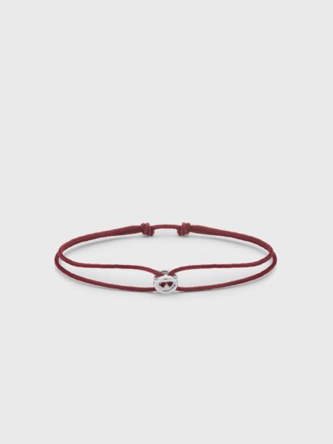 1g polished sterling silver burgundy entrelacs cord bracelet
